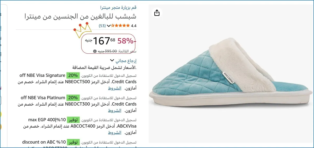 صورة شبشب للبالغين من الجنسين من مينترا
