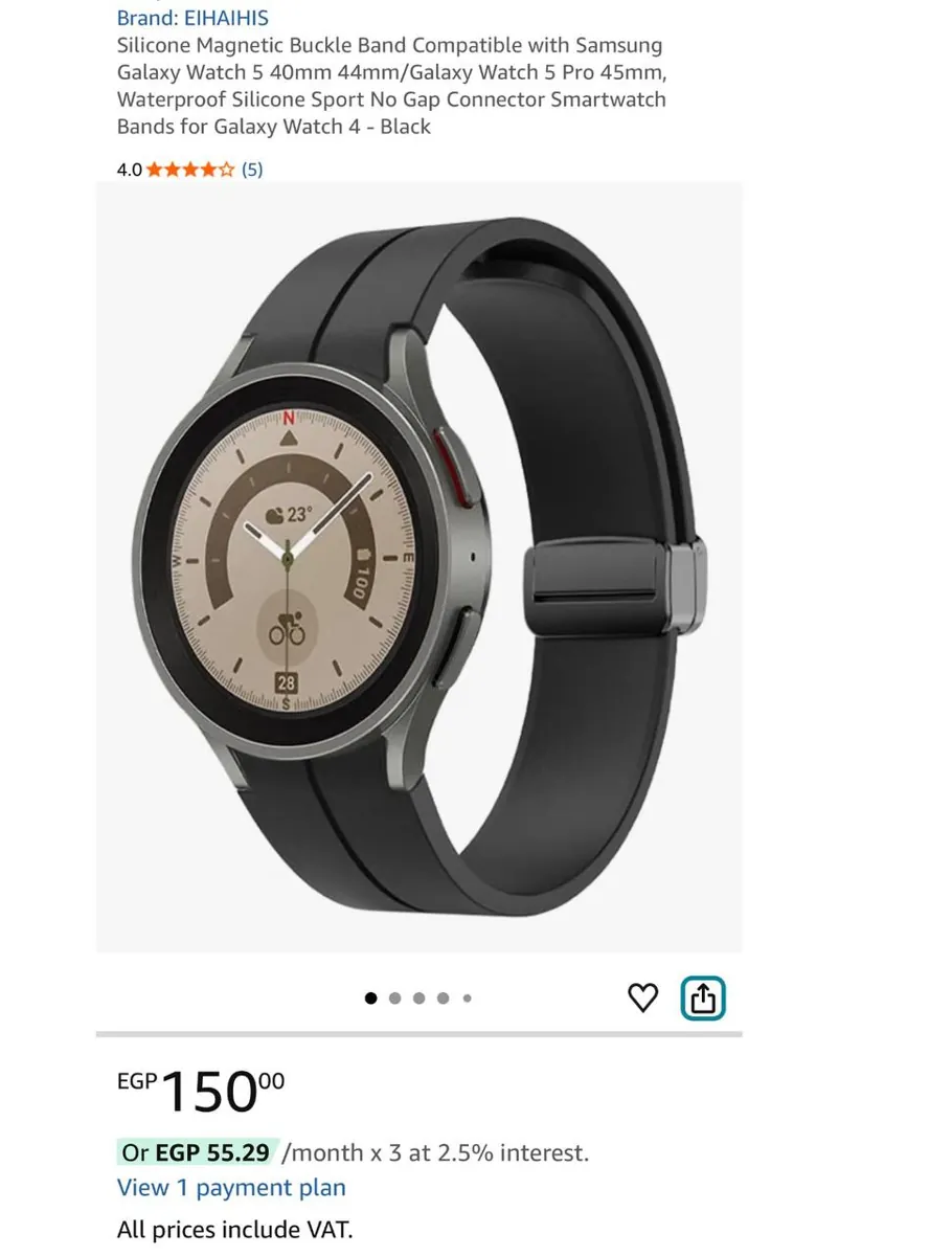 صورة ⚡️ عرض قوي على Silicone Magnetic Band لساعة Samsung Galaxy Watch 5 / 5 Pro وWatch 4 باللون الأسود 🖤