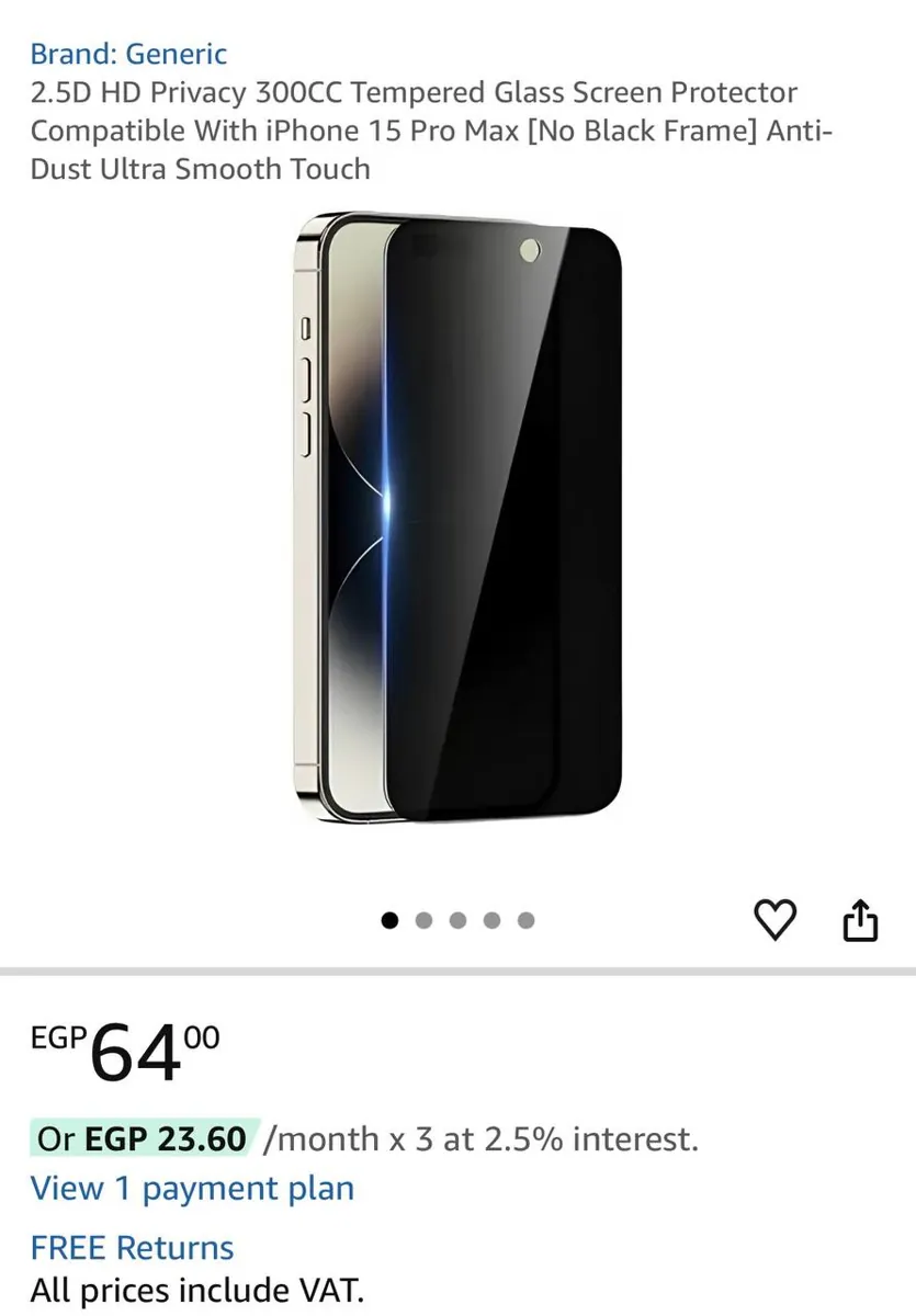 صورة ⚡️ عرض على شاشة حماية Privacy Glass 2.5D HD من 300CC متوافقة مع iPhone 15 Pro Max 📱