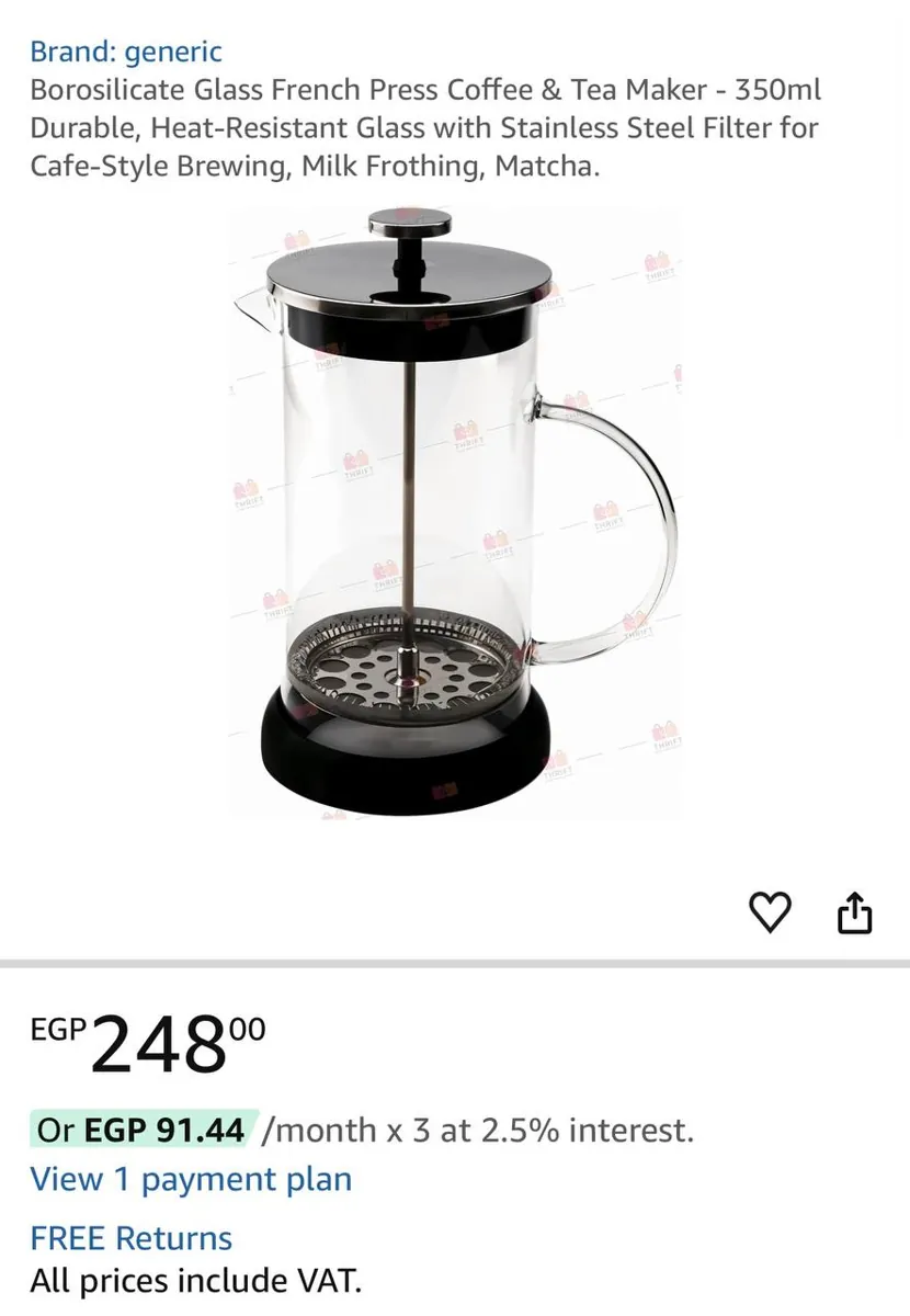 صورة ⚡️ عرض على French Press لتحضير القهوة والشاي من الزجاج المقاوم للحرارة بسعة 350 مل، بفلتر من الستانلس ستيل ☕️🔥
