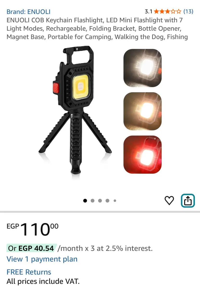 صورة ⚡️ عرض على ENUOLI COB Keychain Flashlight 🔦