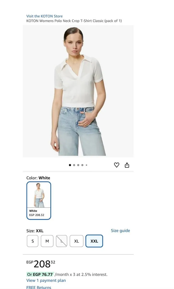 صورة ⚡️ عرض على KOTON Women’s Polo Neck Crop T-Shirt 🤍