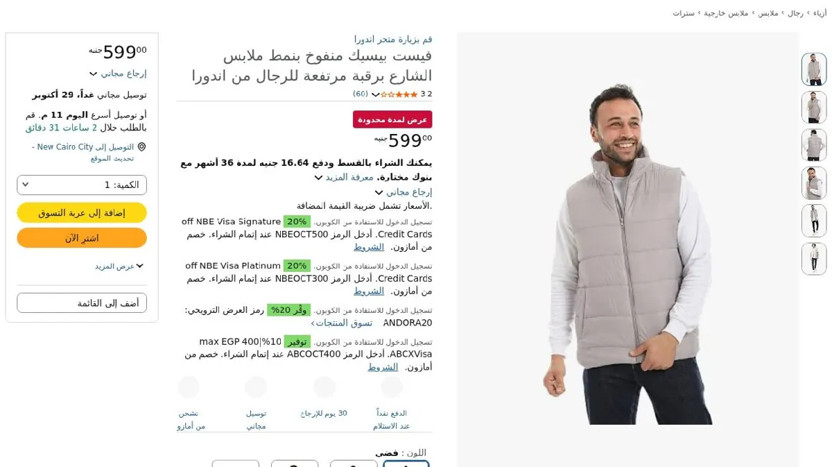 صورة فيست بيسيك منفوخ بنمط ملابس الشارع برقبة مرتفعة للرجال من اندورا