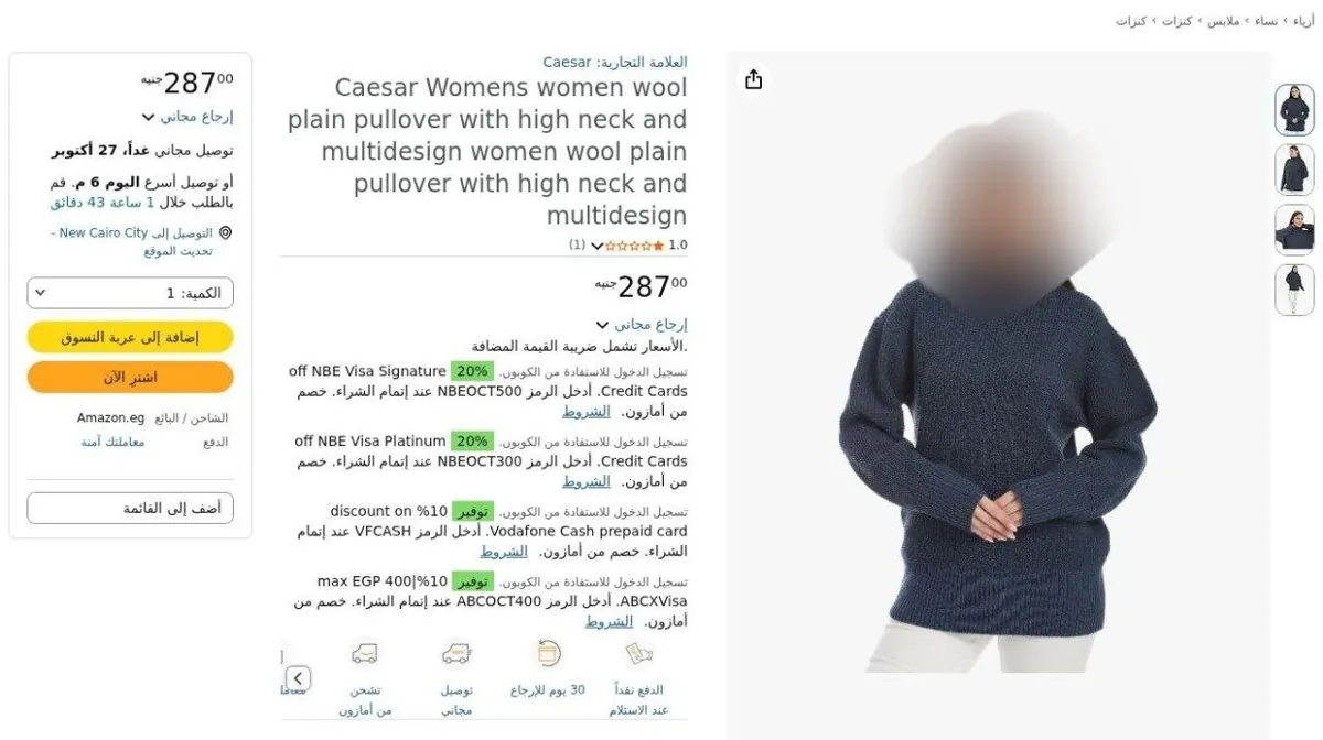 صورة Caesar Womens women wool plain pullover with high neck and multidesign...
