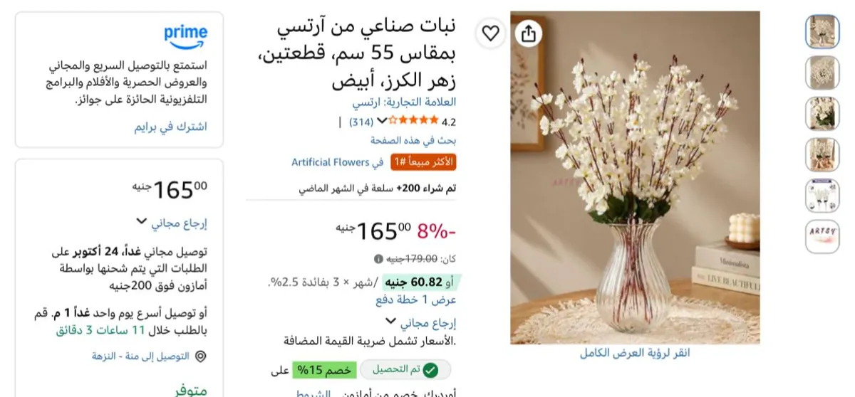 صورة نبات صناعي من آرتسي بمقاس 55 سم، قطعتين،