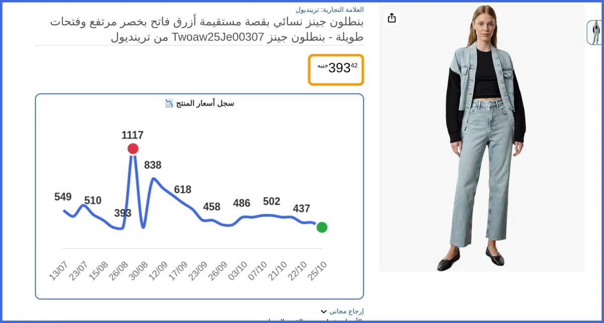 صورة 🛍️ بنطلون جينز موديل Twoaw25Je00307 بقصة مستقيمة بخصر مرتفع من ترينديول