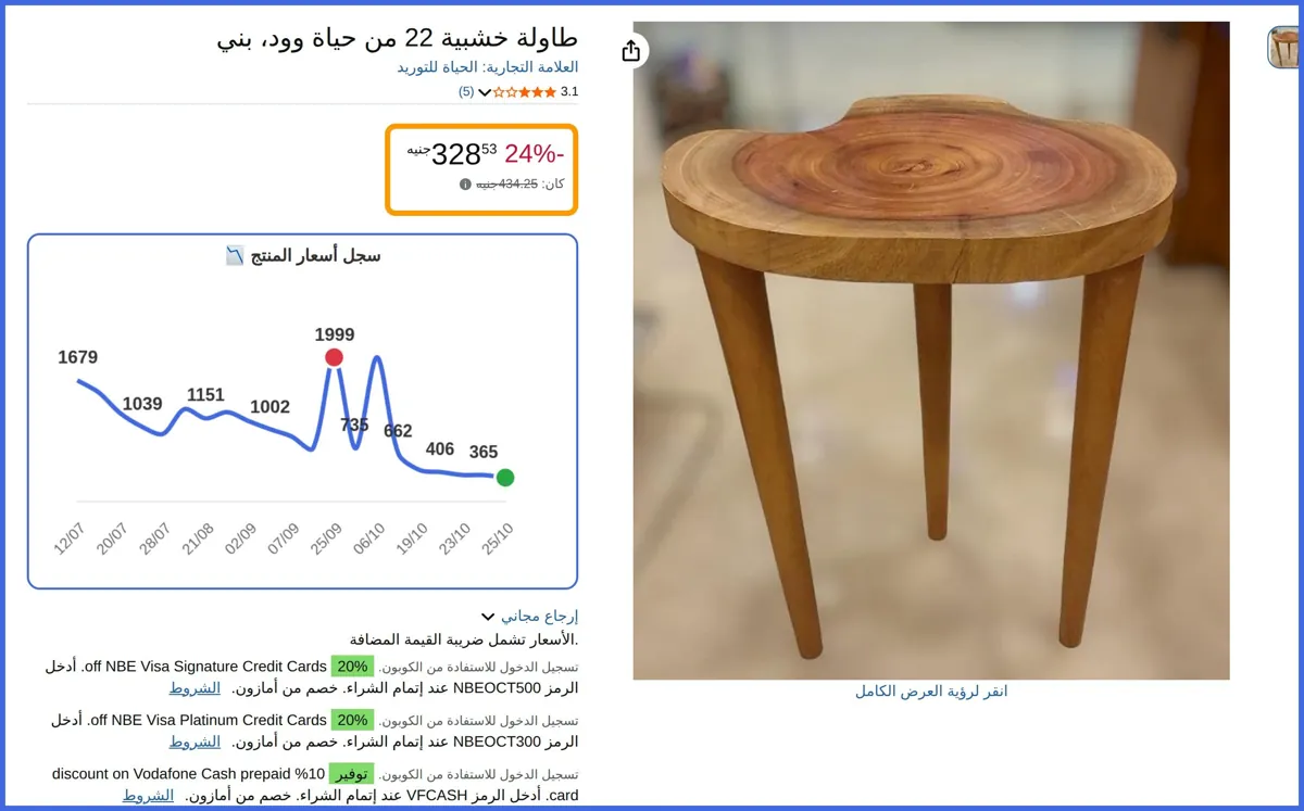 صورة 🛍️ طاولة خشبية 22 من حياة وود cm x 10 cm x 3 cm من الحياة للتوريد