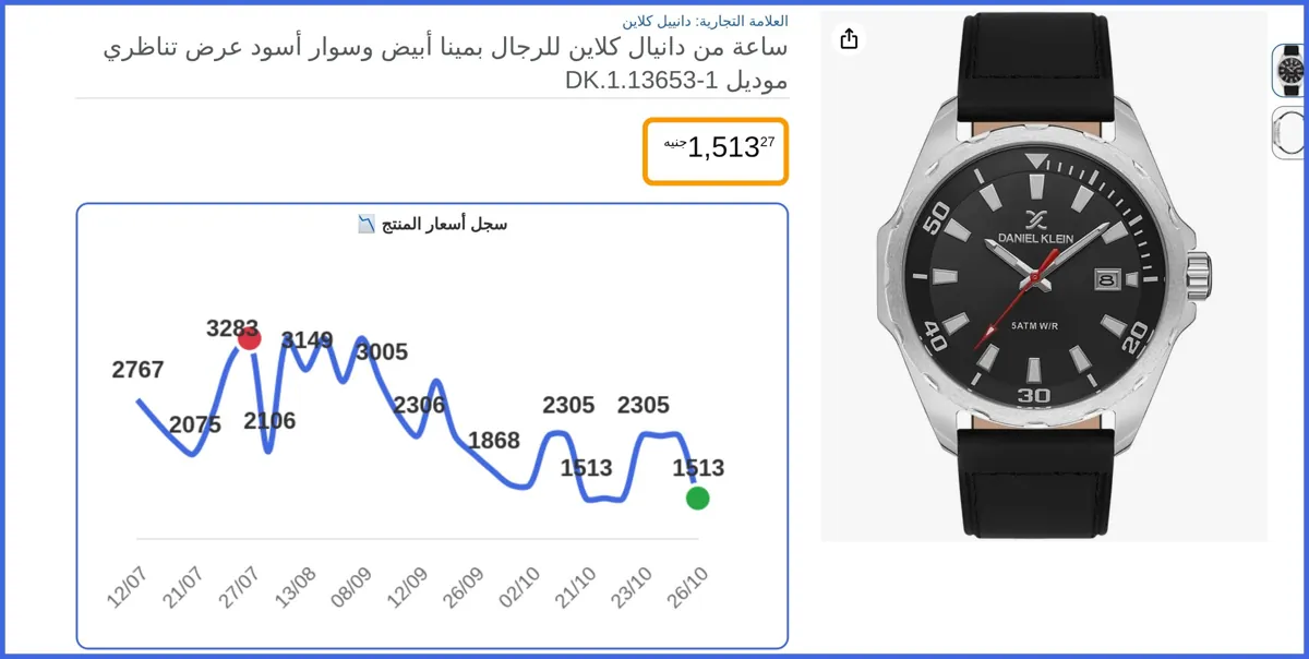 صورة 🛍️ ساعة من دانيال كلاين للرجال بمينا أبيض وسوار أسود عرض تناظري موديل DK.1.13653-1 من دانييل كلاين