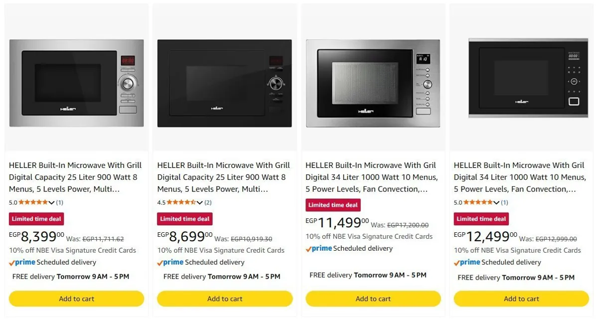 صورة ميكروويف 25 لتر Built-in ديجيتال بشواية بقدرة 900 وات موديل HMBN-25G من Heller ب8,399 جنيه
