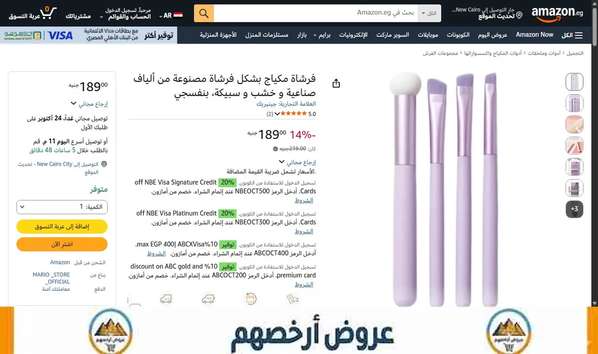صورة فرشاة مكياج بشكل فرشاة مصنوعة من ألياف صناعية و خشب و سبيكة، بنفسجي