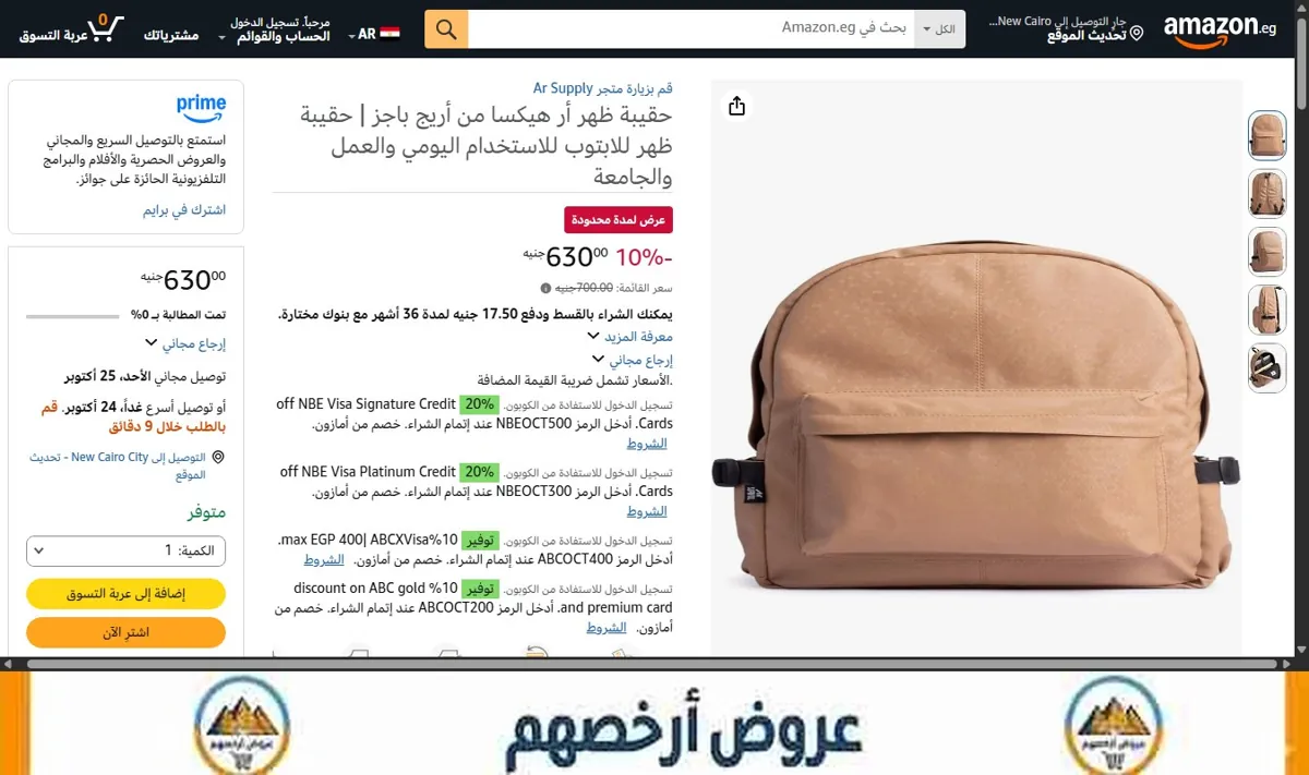 صورة حقيبة ظهر أر هيكسا من أريج باجز | حقيبة ظهر للابتوب للاستخدام اليومي والعمل والجامعة