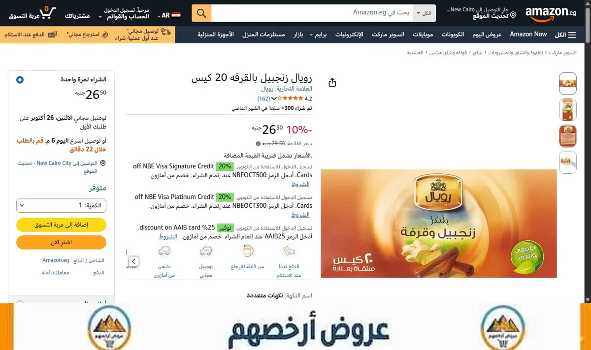 صورة رويال زنجبيل بالقرفه 20 كيس
