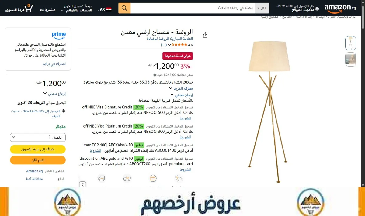 صورة الروضة - مصباح ارضي معدن