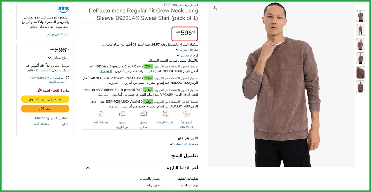 صورة سويت شيرت منسوج بقصة عادية ورقبة دائرية ضيقة وأكمام طويلة للرجال من ديفاكتو