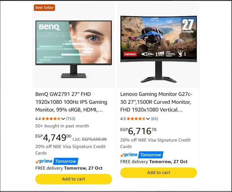 صورة شاشة ألعاب Curved مقاس 27 بوصة موديل G27C-30 من Lenovo  ب 6,716 ج